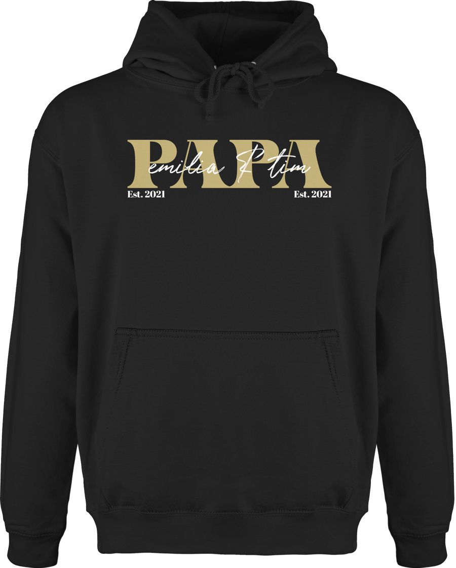 Shirtracer PAPA Geschenk mit Namen Kinder Datum Geburtsjahr Weihnachten Geburtstag: T-Shirt Shirtracer
