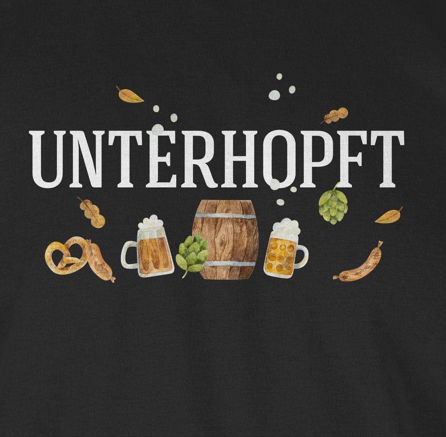 Shirtracer Unterhopft - Schriftzug und Volksfest Symbole: T-Shirt Turnbeutel Shirtracer Preisnachlass
