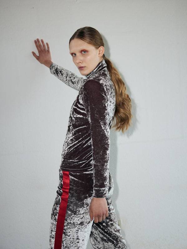 Simone Wild Hammered Velvet Zip Jacket Im Verkauf