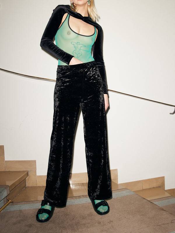 Simone Wild Hammered Velvet Cozy Pants Outlet