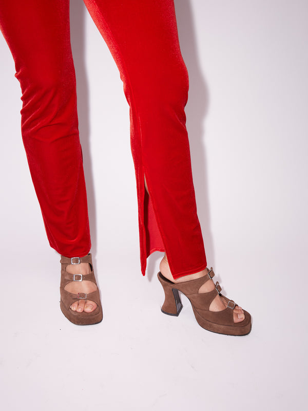 Simone Wild Velvet Slit Pants Online Outlet