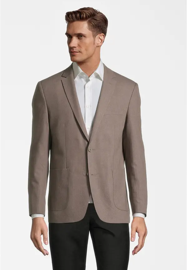 Steffen Klein Sakko aufgesetzte Taschen in beige im Angebot