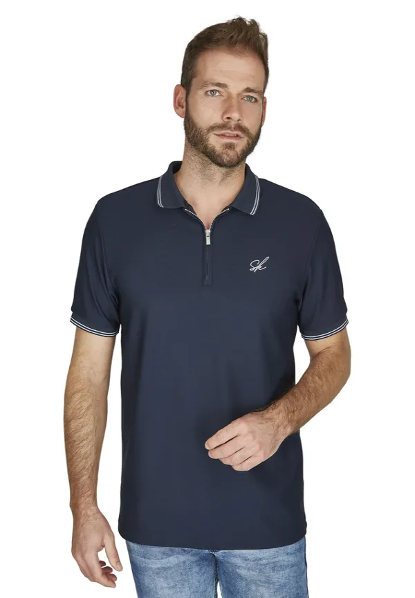 Steffen Klein Poloshirt Funktions-Shirt Zipper in Marine Fabrikpreis