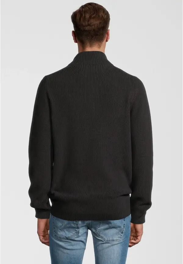 Steffen Klein Pullover Troyer Stehkragen Reißverschluss in Schwarz Sonderangebot
