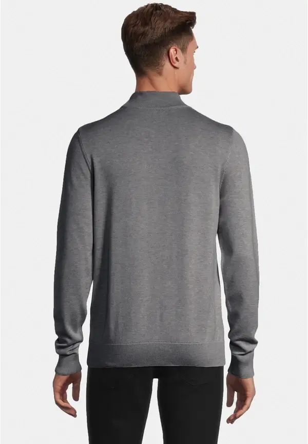 Steffen Klein Pullover Stehbund Baumwoll Mix in grau melange Günstig kaufen