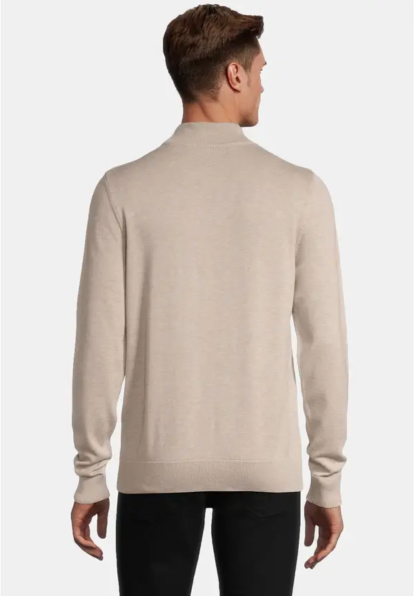 Steffen Klein Pullover Stehbund Baumwoll Mix in beige melange Versandkostenfrei