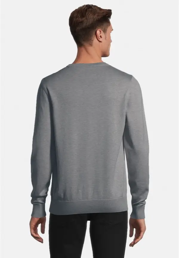 Steffen Klein Pullover Rundhals Baumwoll Mix in grau melange Großer Ausverkauf