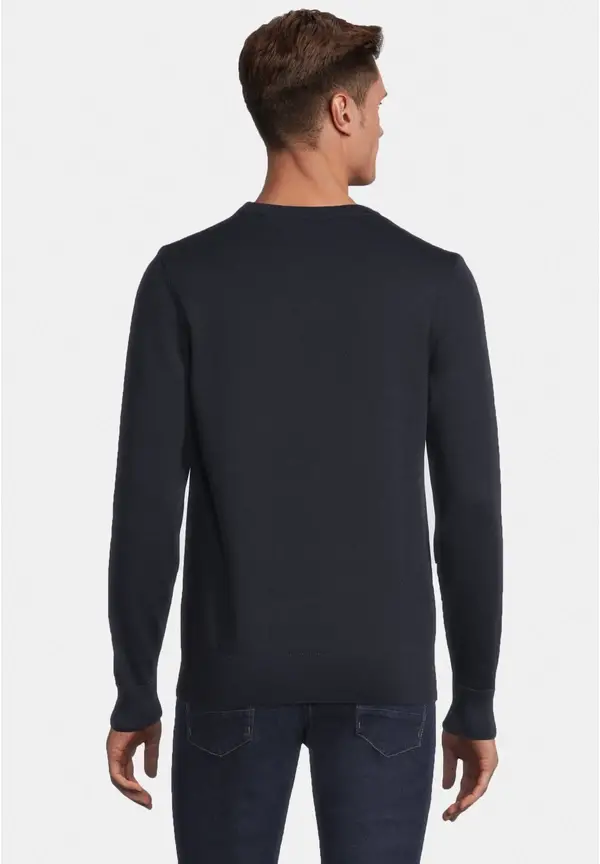 Steffen Klein Pullover Rundhals Baumwoll Mix in Marine Flash Sale