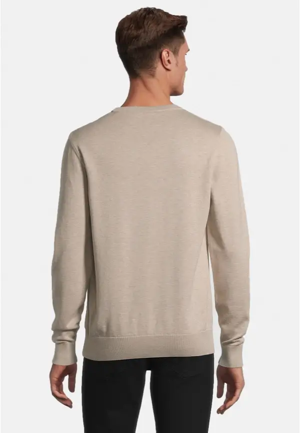 Steffen Klein Pullover Rundhals Baumwoll Mix in beige melange Begrenztes Angebot