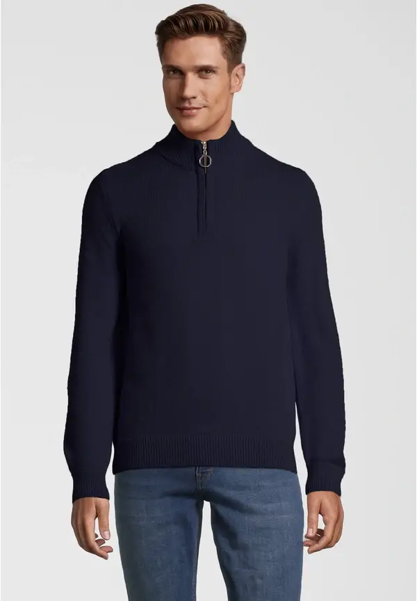Steffen Klein Pullover Troyer Soft Touch in Marine Online Shopping