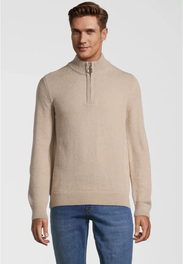 Steffen Klein Pullover Troyer Soft Touch in beige Exklusivangebot