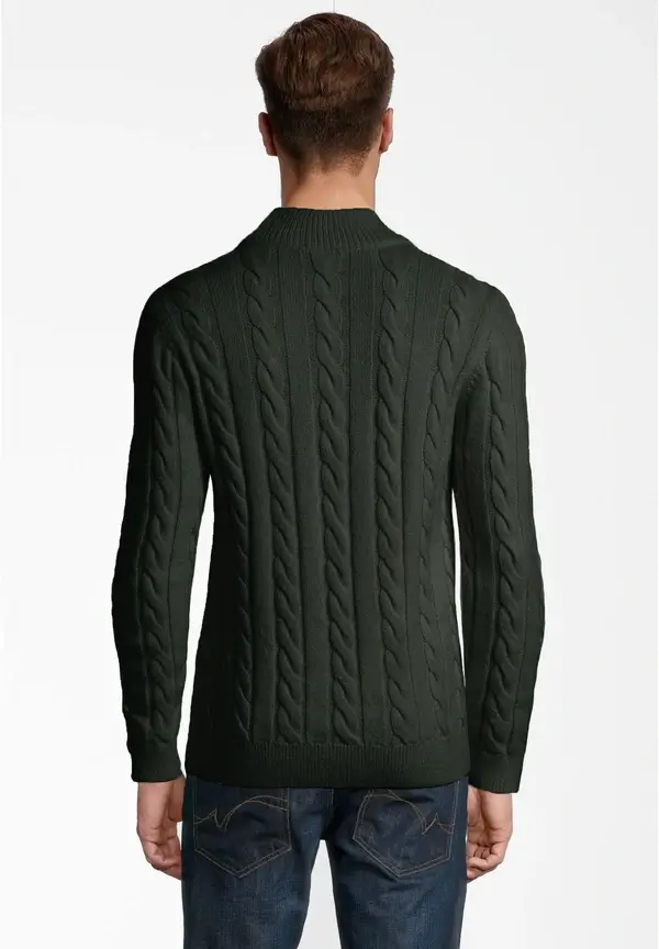 Steffen Klein Pullover Zopfmuster Soft Touch in khaki Weihnachtsangebot