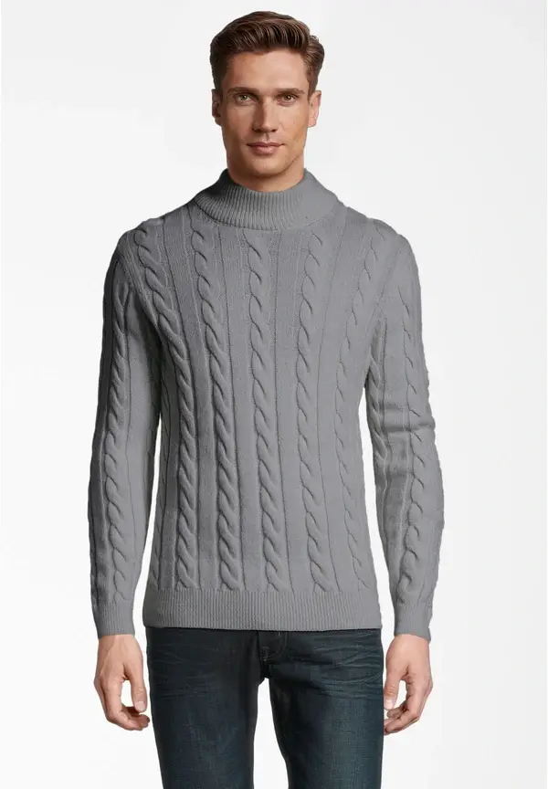Steffen Klein Pullover Zopfmuster Soft Touch in grau Muttertagsangebot