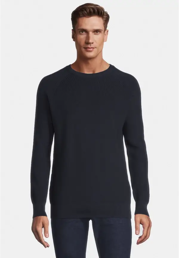 Steffen Klein Pullover Raglan Baumwoll Mix in Marine Valentinstagsangebot