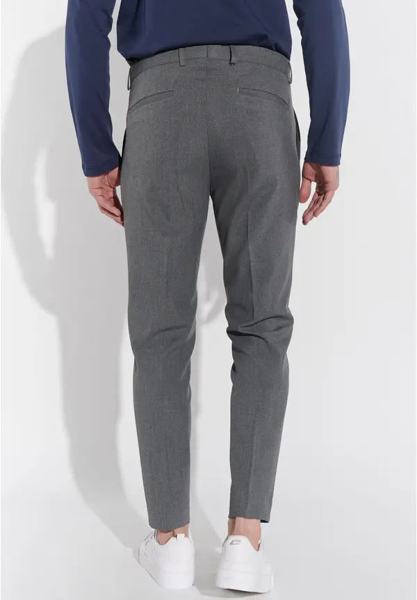 Steffen Klein Anzughose Schmal Slim Fit Knöchellang in Grau melange VIP-Rabatte