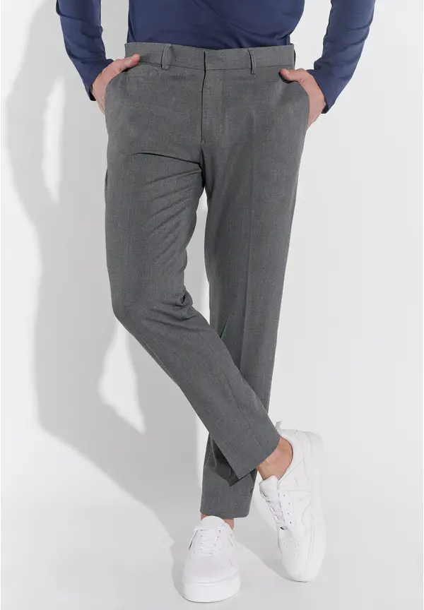 Steffen Klein Anzughose Schmal Slim Fit Knöchellang in Grau melange VIP-Rabatte
