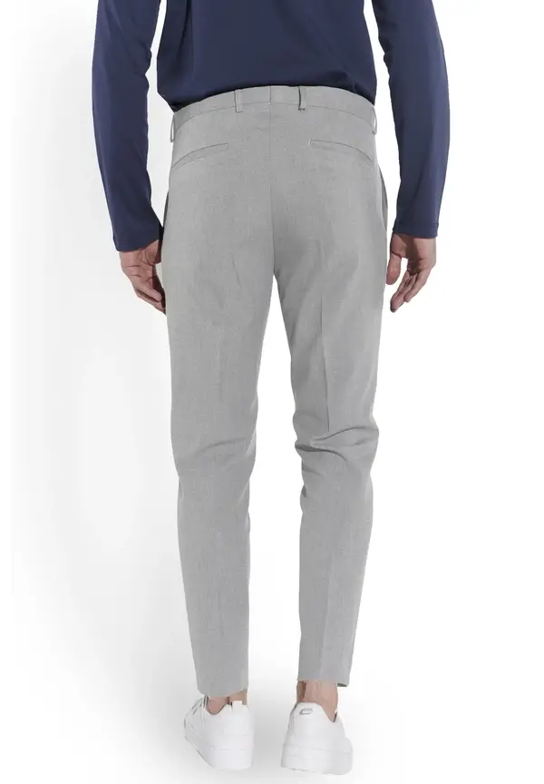 Steffen Klein Anzughose Schmal Slim Fit Knöchellang in Hellgrau Tiefpreis