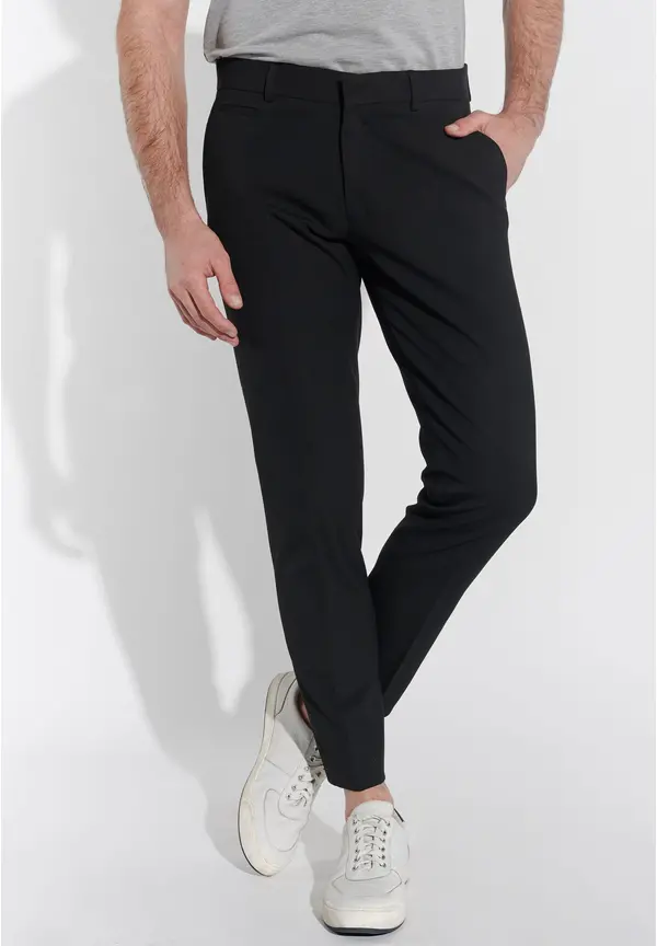 Steffen Klein Anzughose Schmal Slim Fit Knöchellang in Schwarz Super Sparpreis