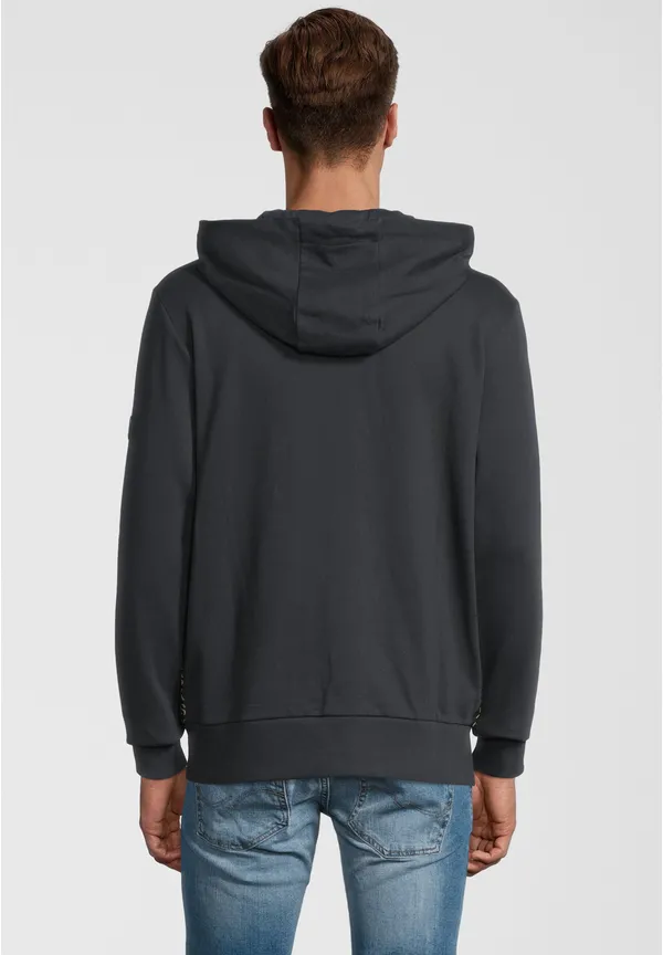 Steffen Klein Sweatjacke mit Zipper und Logo-Band in Schwarz Kostenlose Rückgabe