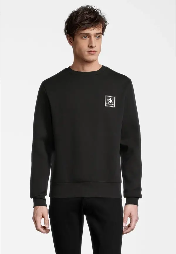 Steffen Klein Sweatshirt Logo-Badge in schwarz Letzte 3 Tage