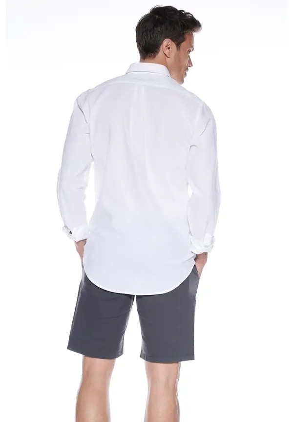 Steffen Klein Leinen-Hemd Slim Fit in Weiss Letzte 2 Tage