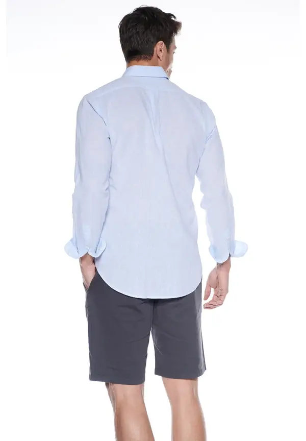 Steffen Klein Leinen-Hemd Slim Fit in Blau Letzter Tag