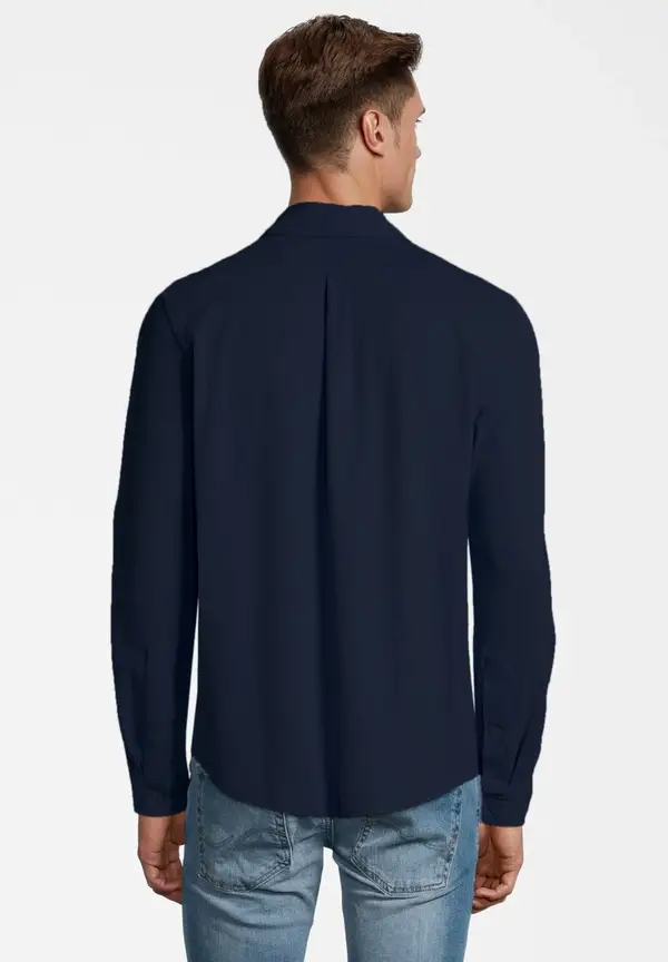 Steffen Klein Piqué Hemd Langarm in Marine Discount Store für neue Produkte