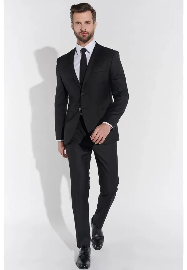 Steffen Klein Designer Anzug Slim Fit in Schwarz Speichern exportieren