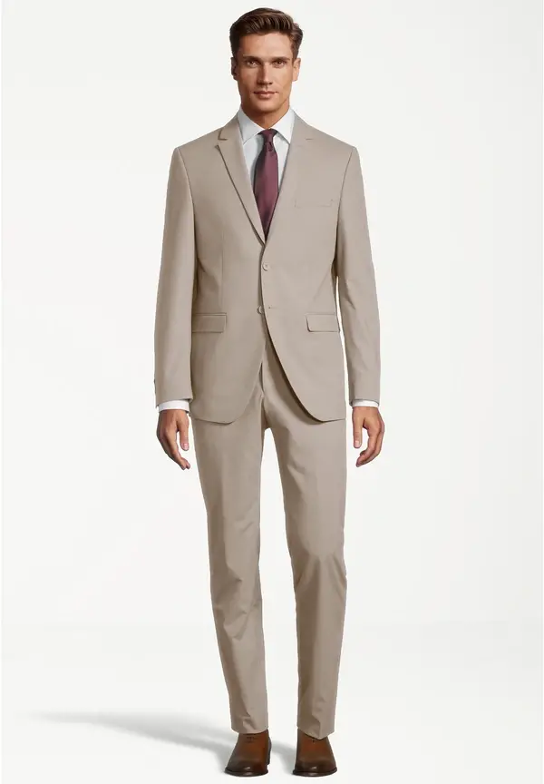 Steffen Klein Designer Anzug Slim Fit in Beige Meist gekauft