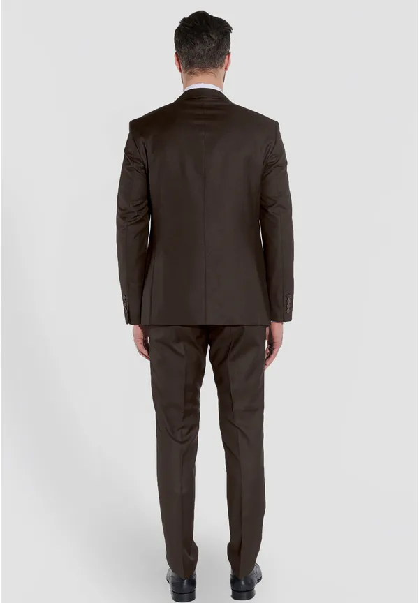 Steffen Klein Designer Anzug Slim Fit in Braun Kostenloser Versand