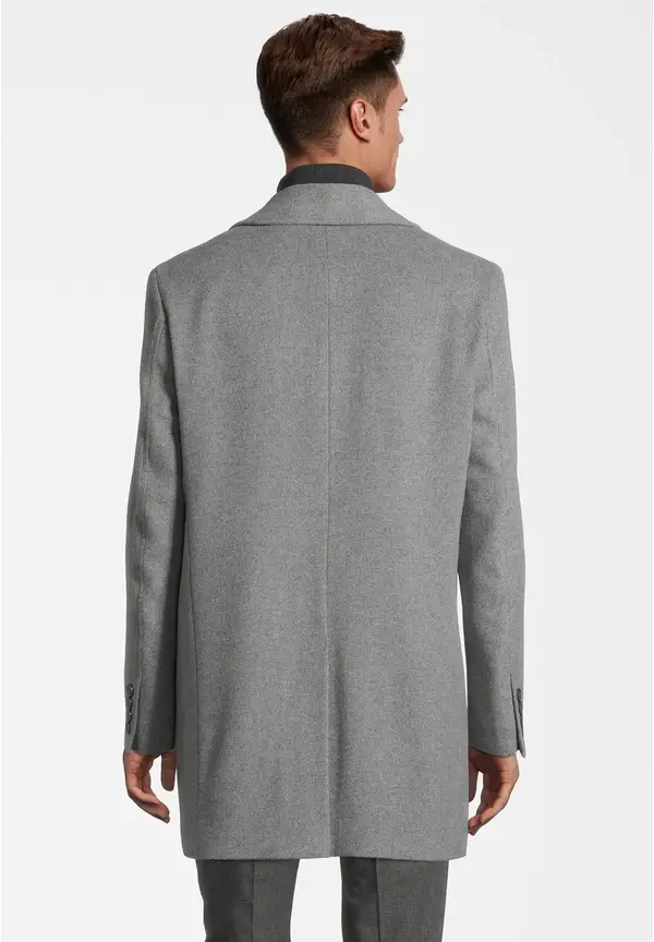 Steffen Klein Mantel zweireihig mit Wolle in grau Flash Sale