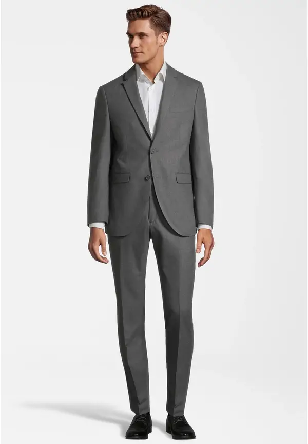Steffen Klein Anzug Slim Fit elastisch in grau melange Kauf eins, bekomm eins gratis