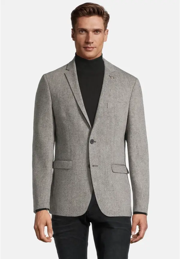 Steffen Klein Sakko Wolle Tweed in grau Letzte 3 Tage