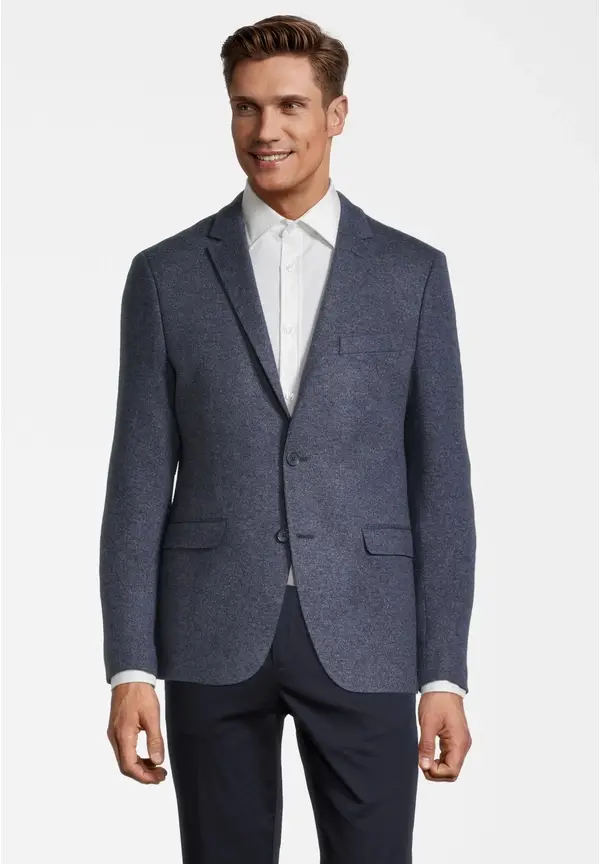 Steffen Klein Jersey Sakko Wolle Melange in blau melange Bis zu 50% Rabatt