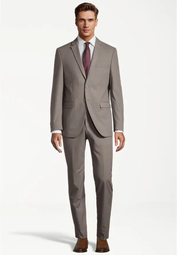 Steffen Klein Designer Anzug Slim Fit in Taupe melange Discount Store für neue Produkte