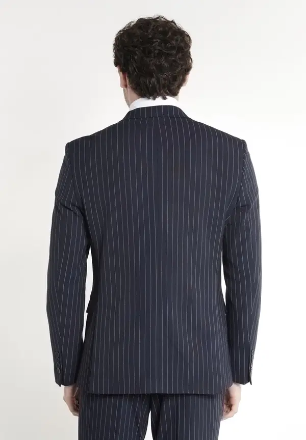 Steffen Klein Anzug Slim Fit Nadelstreifen in Marine Super Rabatt