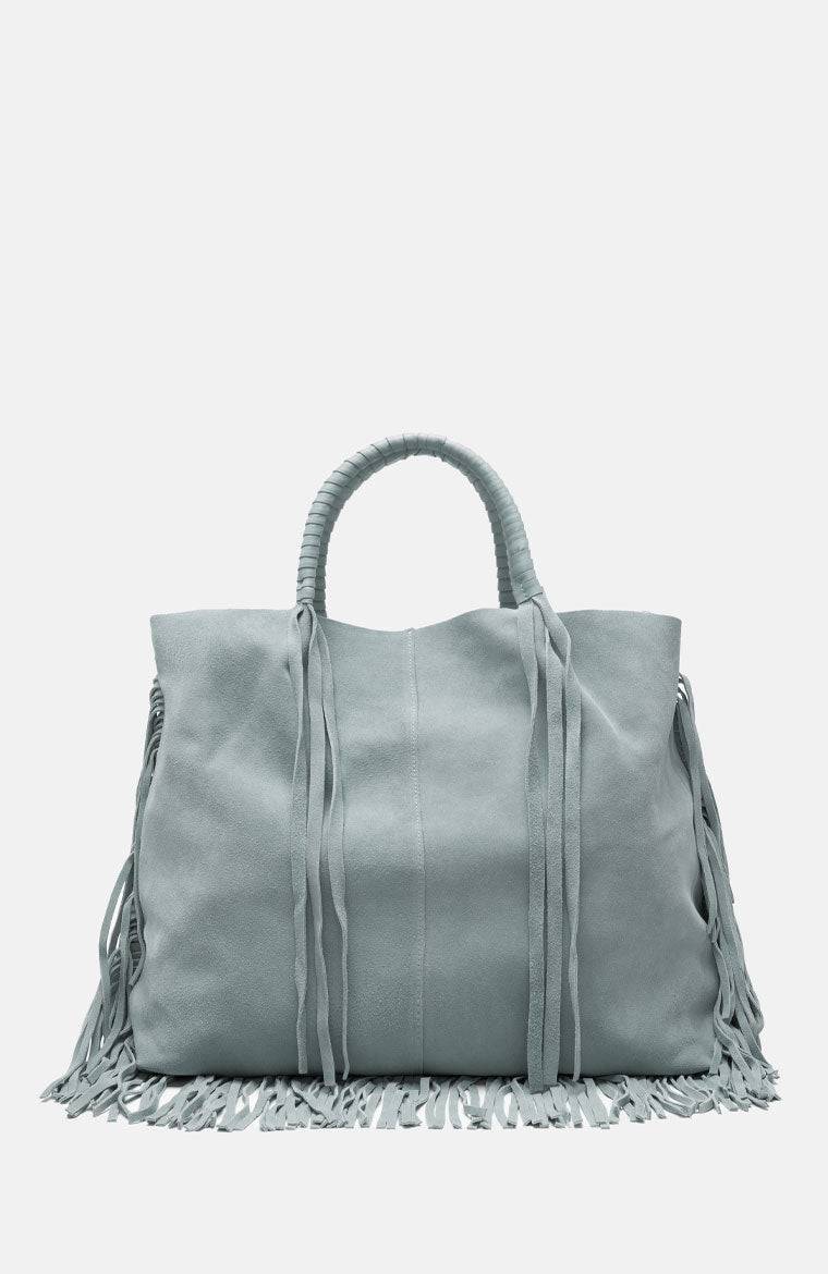 Stuff Maker Velour Leder Shopper in Blau Sonderangebot der Fabrik