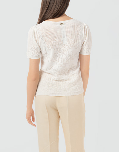 TWIN-SET Strick-Shirt mit Lochstrick-Ornament Muttertagsangebot